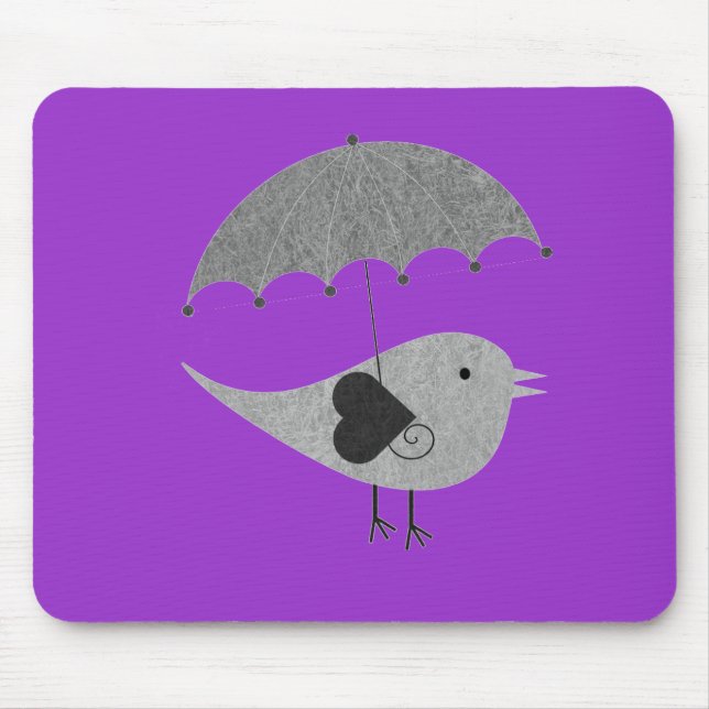 Cute Lovebird with Umbrella Mouse Pad (Front)