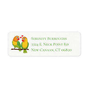 Cute Lovebirds Green Yellow Wedding Love Birds Return Address Label