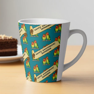 Cute Lovebirds Happy Anniversary Romantic Retro Latte Mug