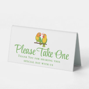 Cute Lovebirds Love Birds Green Wedding Favours