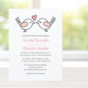 Cute Lovebirds Nature Lovers Pink Love Birds  Invitation