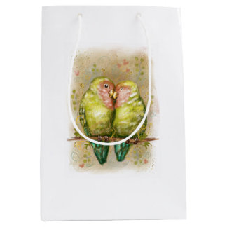 Cute lovebirds parrots. 21 medium gift bag