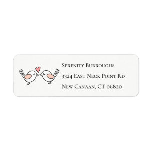 Cute Lovebirds Pink Love Birds Wedding Return Address Label