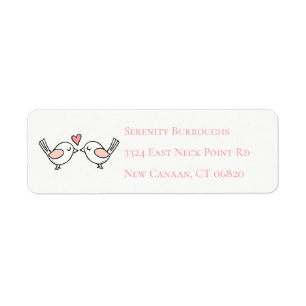 Cute Lovebirds Pink Love Wedding Birds Return Address Label