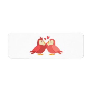 Cute Lovebirds Red Burgundy Wedding Bridal Shower Return Address Label