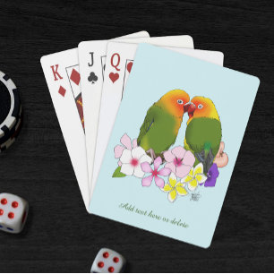 Cute Lovebirds Tropical Flowers Romantic Bird Playing Cards