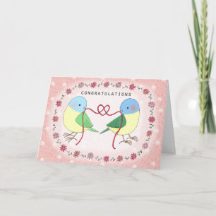 Cute Lovebirds Tying Knots Congratulations Wedding Card