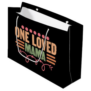 Cute loved Mama word art  Large Gift Bag