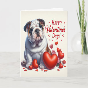 Cute Lovely Bulldog Dog Happy Valentine's Day Holiday Card