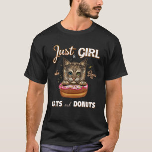 Cute Lovely Cat With Donut Fan Gift T-Shirt