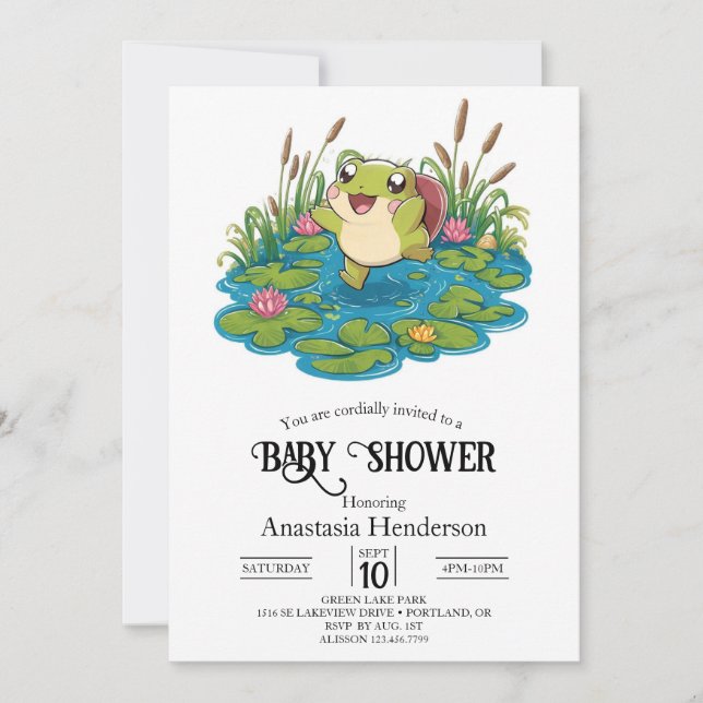 Cute Lovely Frog Baby Shower Invitation (Front)