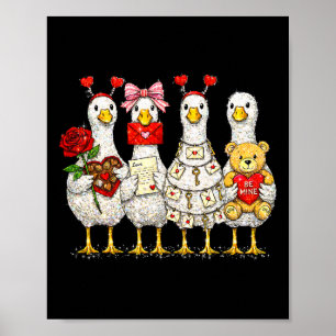 Cute Lovely Goose Coquette Valentine Funny Pink Hu Poster