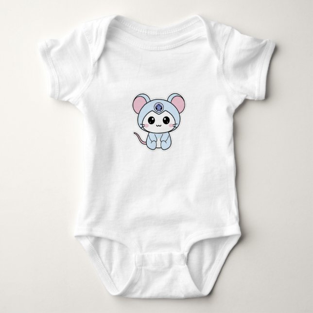 Cute lovely little mouse  baby bodysuit (Front)
