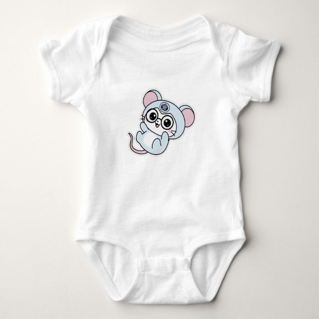 Cute lovely little mouse  baby bodysuit (Front)