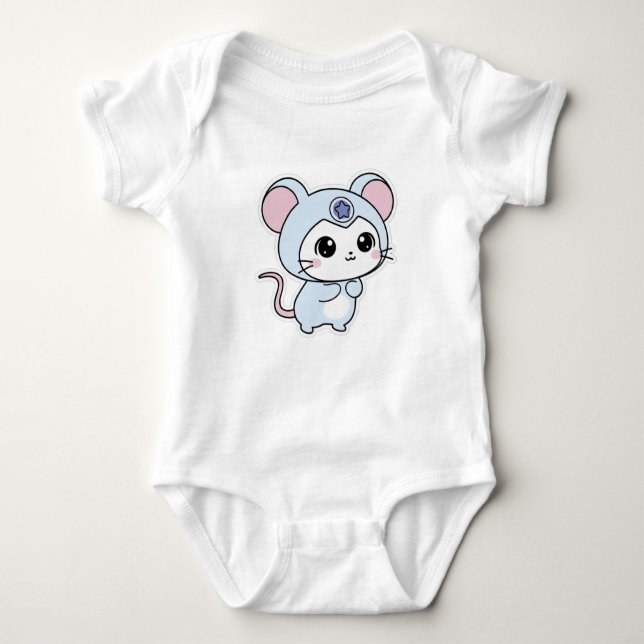 Cute lovely little mouse  baby bodysuit (Front)