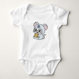 Cute lovely little mouse loves cheese baby bodysuit