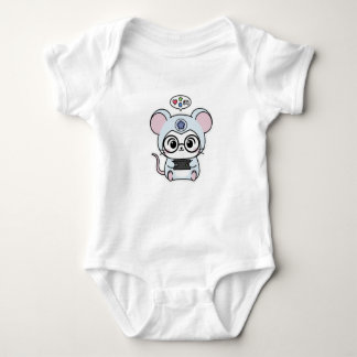 Cute lovely little mouse playing video games baby bodysuit