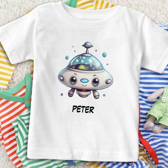 Cute Lovely Personalised Ufo Baby T-Shirt (Creator Uploaded)