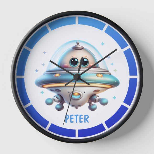 Cute Lovely Personalised UFO Clock (Front)
