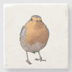 Cute lovely Robin bird Redbreast Stone Coaster