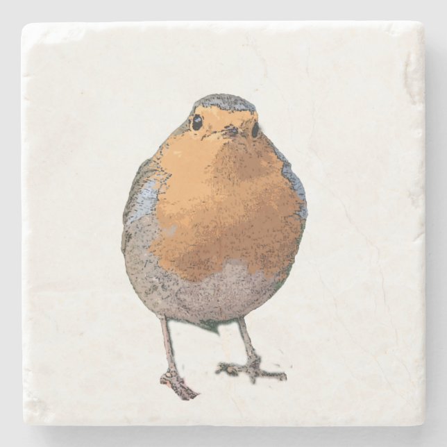 Cute lovely Robin bird Redbreast Stone Coaster (Front)