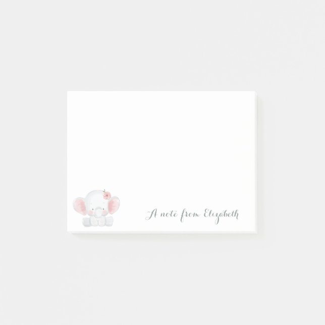 Cute Lovely  Stylish Girly ,Baby Elephant,Flower Post-it Notes (Front)