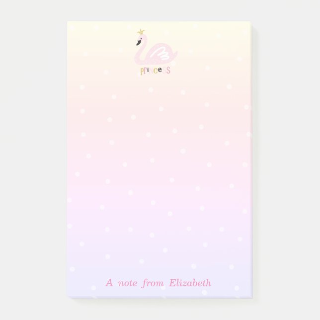 Cute Lovely  Stylish Girly, Swan, Tiara,Dots Post-it Notes (Front)