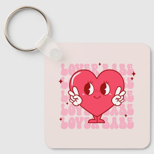 Cute Lover Babe Heart Key Ring (Front)