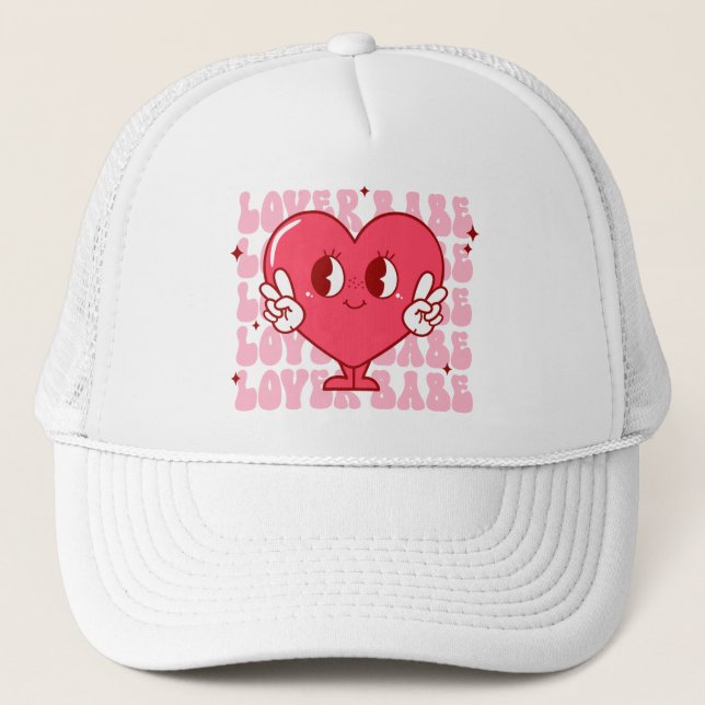 Cute Lover Babe Heart Trucker Hat (Front)