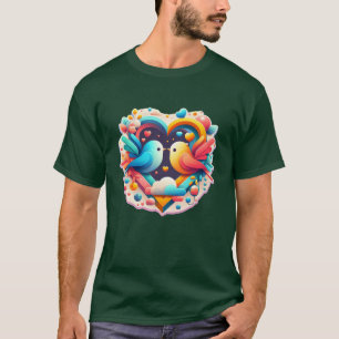 Cute Loving Birds Couple In Heart gift vintage T-Shirt