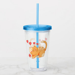 Cute Loving Orange Tabby Kitten Acrylic Tumbler