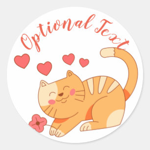 Cute Loving Orange Tabby Kitten  Classic Round Sticker