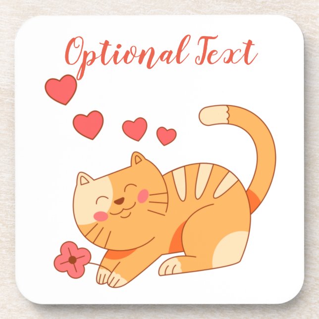 Cute Loving Orange Tabby Kitten   Coaster (Front)