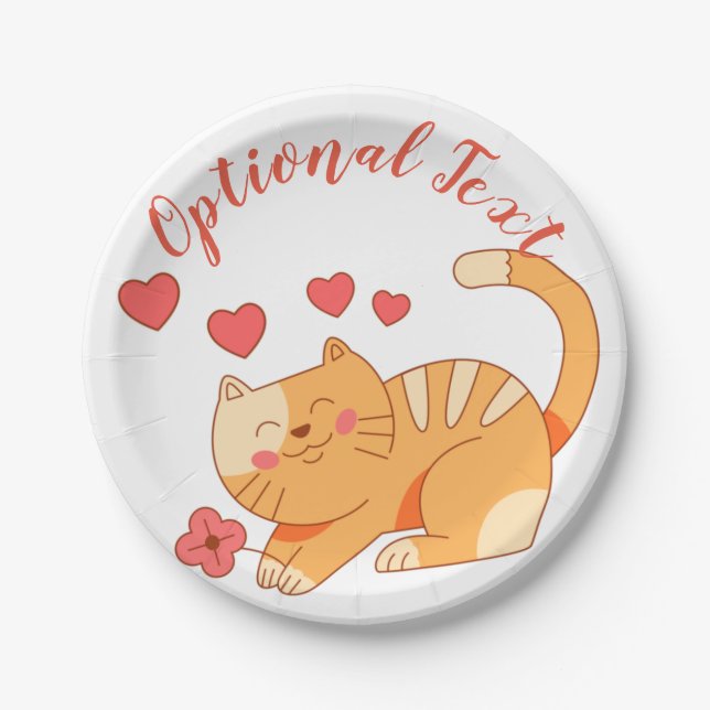 Cute Loving Orange Tabby Kitten   Paper Plate (Front)