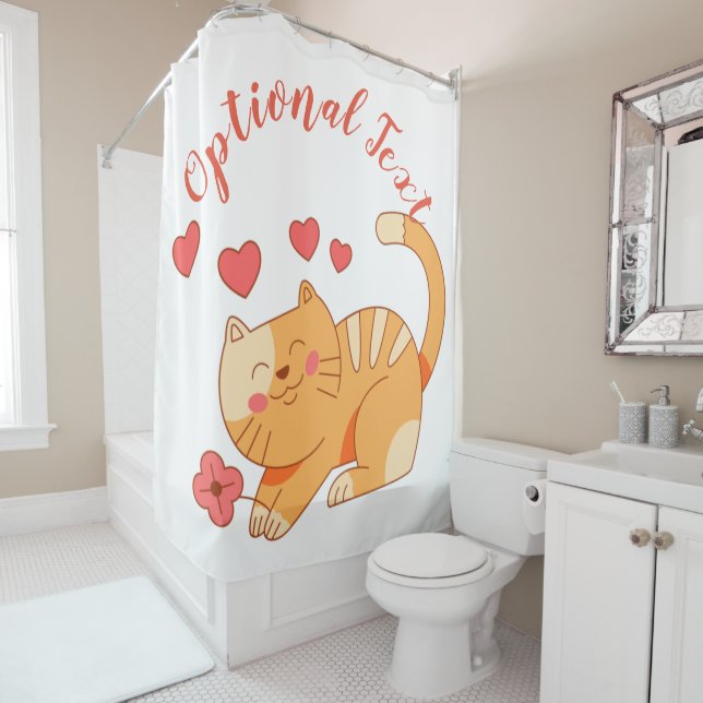 Cute Loving Orange Tabby Kitten  Shower Curtain (In Situ)