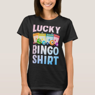 Cute Lucky Bingo Art For Men Women Game Player Bin T-Shirt