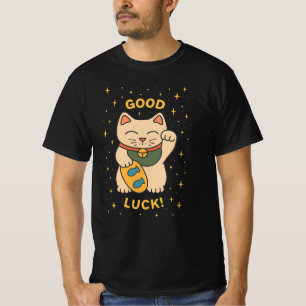 Cute Lucky Cat Good Fortune Design T-Shirt