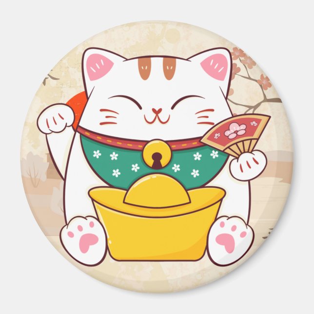 Cute Lucky Cat Magnet (Front)
