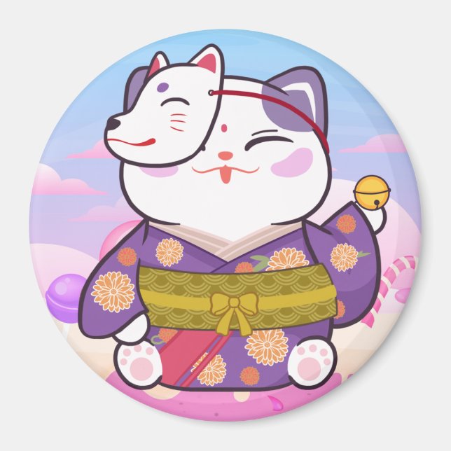 Cute Lucky Cat Magnet (Front)