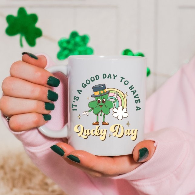 Cute Lucky Clover Retro Rainbow – St. Paddy’s Day Coffee Mug (Creator Uploaded)