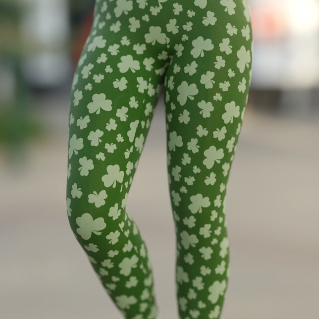 Cute Lucky Green Shamrock St Patricks Day Leggings (Have fun on St Patrick's Day in a pair of lucky shamrock leggings!)