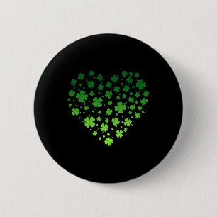 Cute Lucky Heart Shamrock Happy St Patricks Day 6 Cm Round Badge