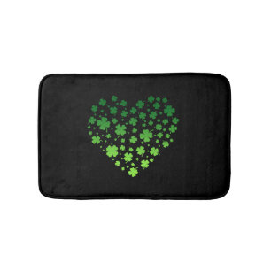 Cute Lucky Heart Shamrock Happy St Patricks Day Bath Mat