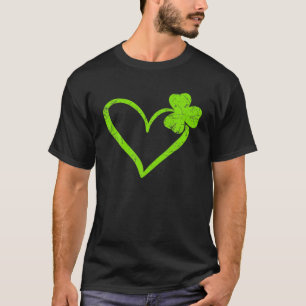 Cute Lucky Heart Shamrock Happy St Patricks Day Fa T-Shirt