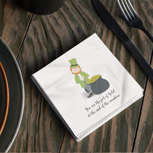 Cute Lucky Leprechaun Personalised  Napkin (Creator Uploaded)