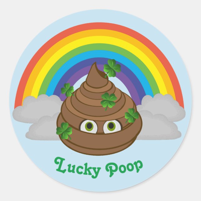Cute Lucky Poop Classic Round Sticker (Front)