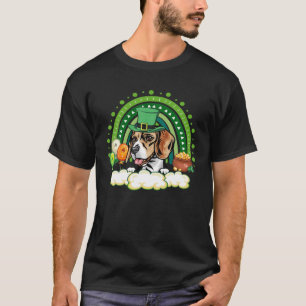 Cute Lucky Rainbow Beagle Shamrock Happy St Patric T-Shirt