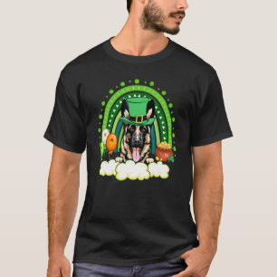 Cute Lucky Rainbow German Shepherd Shamrock St Pat T-Shirt