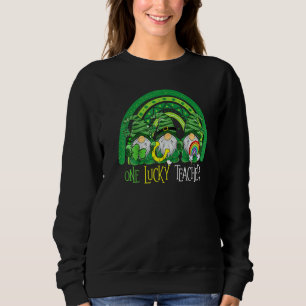 Cute Lucky Rainbow One Lucky Gnomes Teacher St Pat Sweatshirt