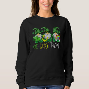 Cute Lucky Rainbow One Lucky Gnomes Teacher St Pat Sweatshirt